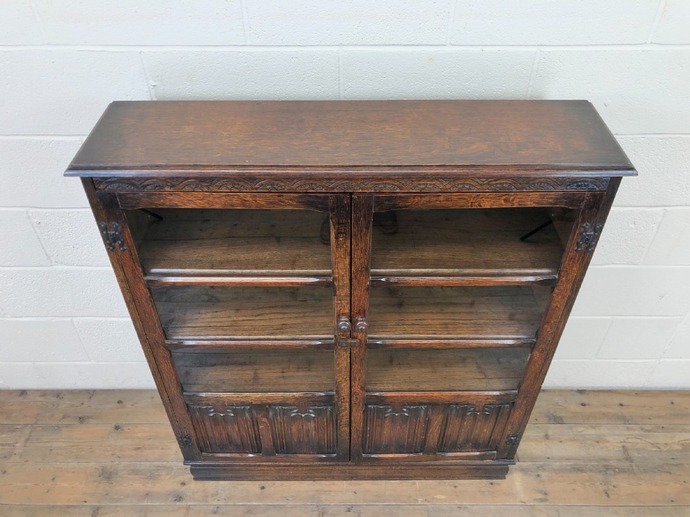 Antique Oak Glazed Bookcase View II