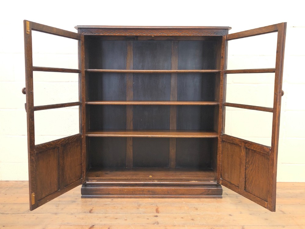 Antique Oak Glazed Bookcase View III