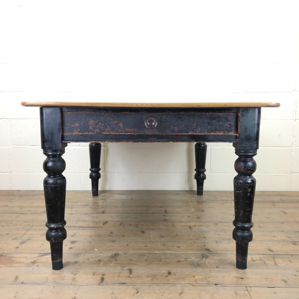 Antique Stained Pine Farmhouse Kitchen Table 