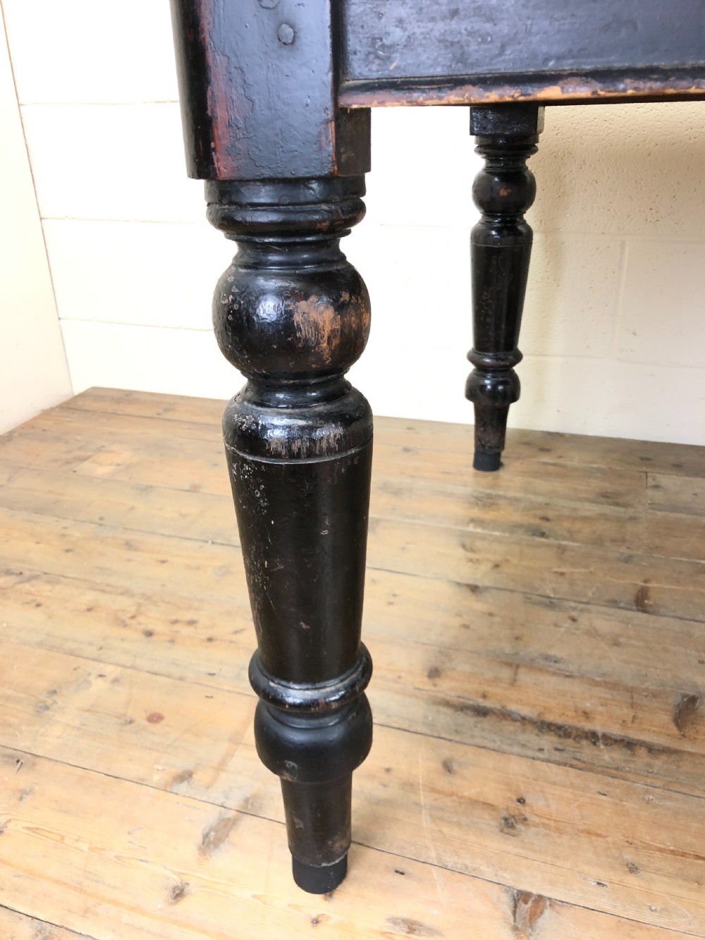 Antique Stained Pine Farmhouse Kitchen Table  View V