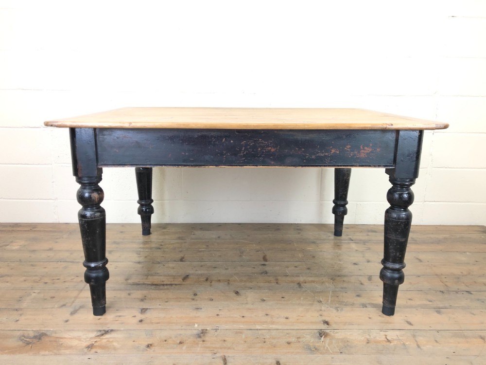 Antique Stained Pine Farmhouse Kitchen Table  View VI