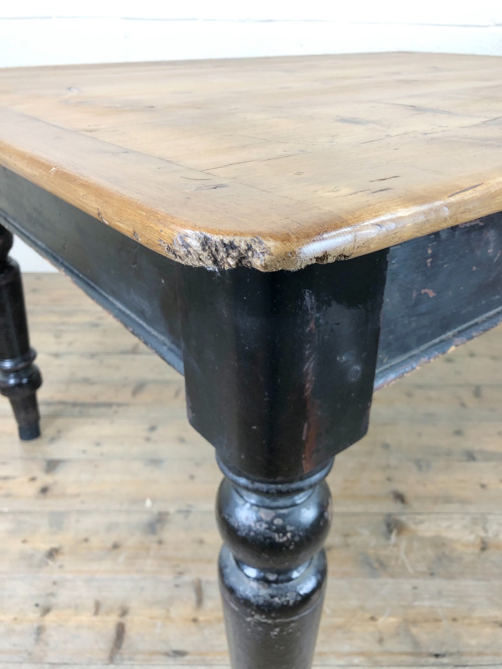 Antique Stained Pine Farmhouse Kitchen Table  View VII