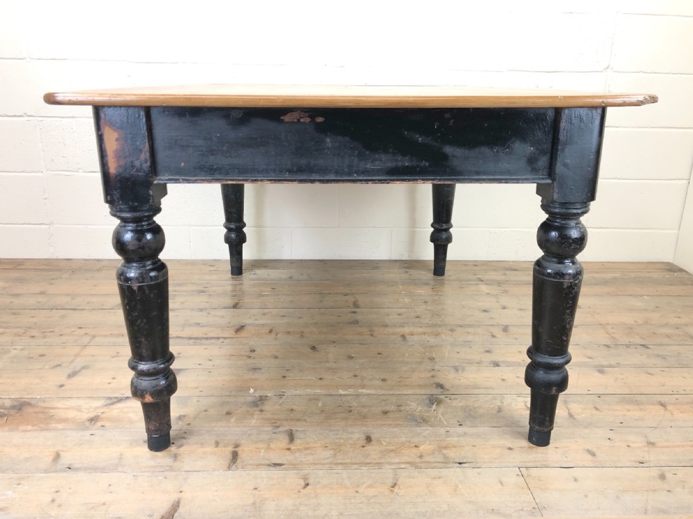 Antique Stained Pine Farmhouse Kitchen Table  View IX