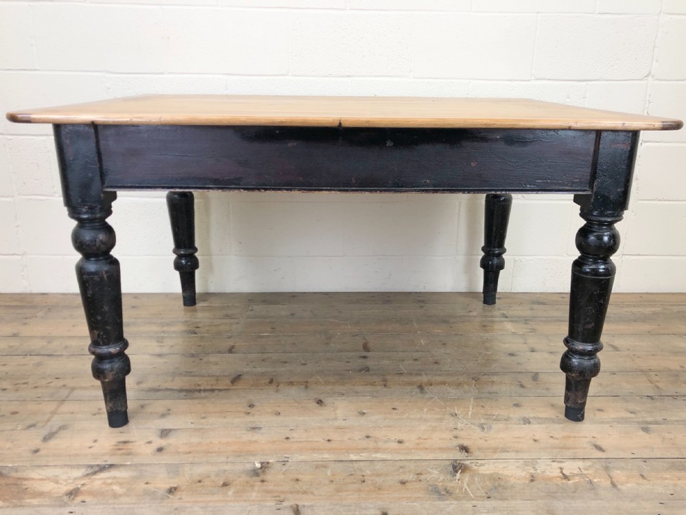 Antique Stained Pine Farmhouse Kitchen Table  View X
