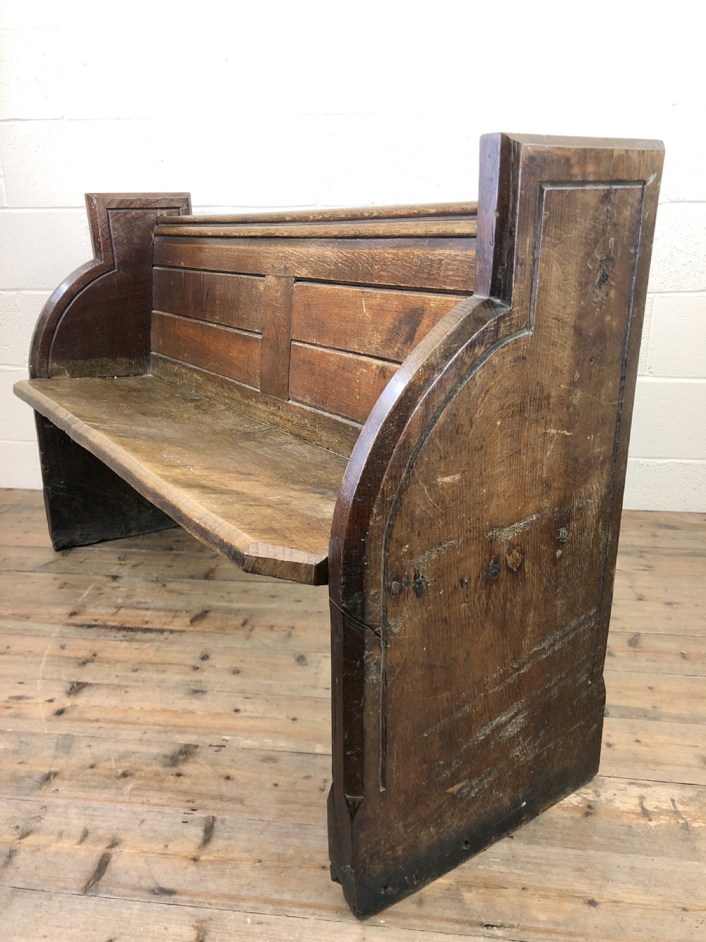 Victorian Antique Oak Church Pew View VIII