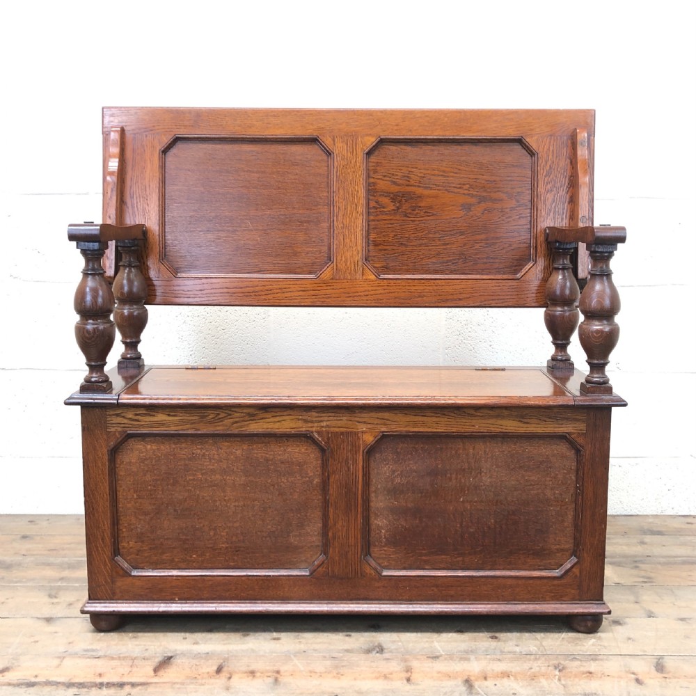 Antique Narrow Oak Hall Bench View II