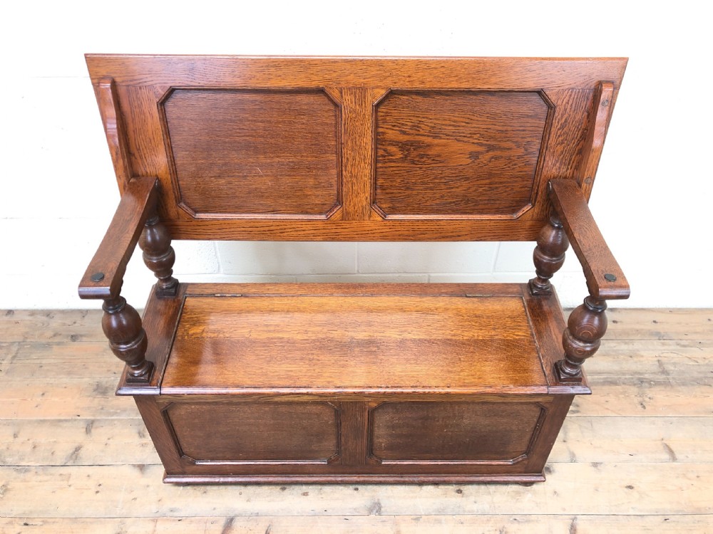 Antique Narrow Oak Hall Bench View III