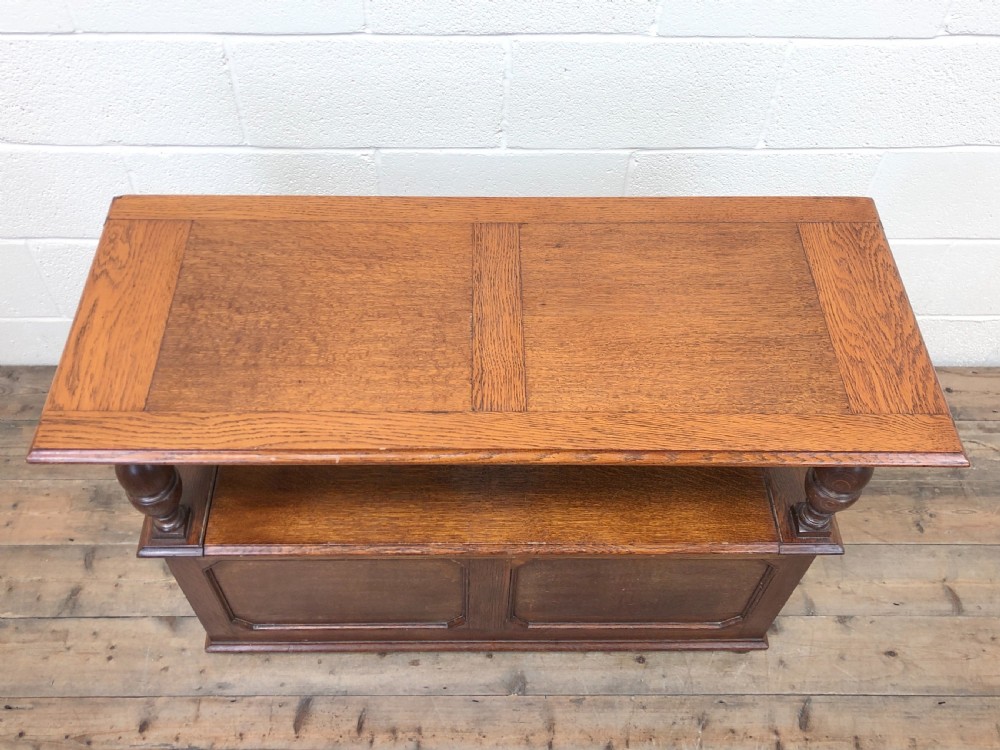 Antique Narrow Oak Hall Bench View IV