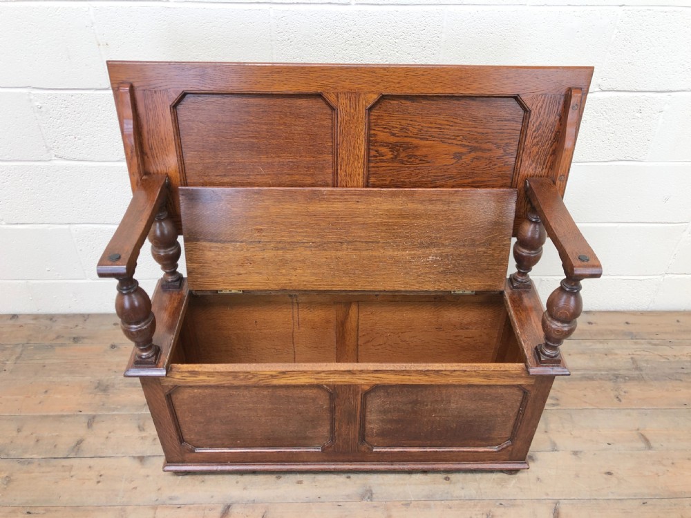Antique Narrow Oak Hall Bench View V
