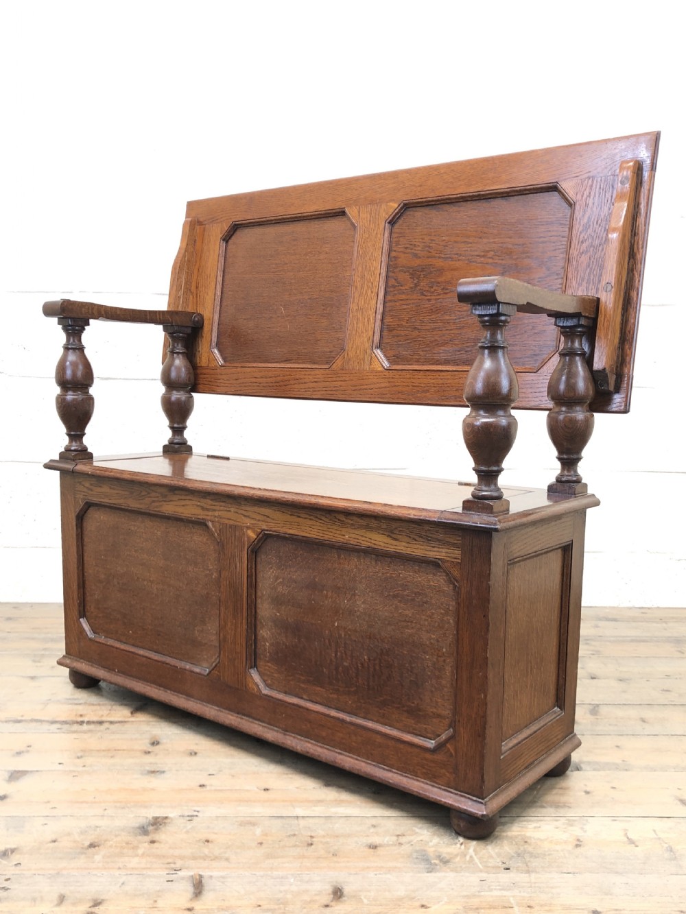 Antique Narrow Oak Hall Bench View IX