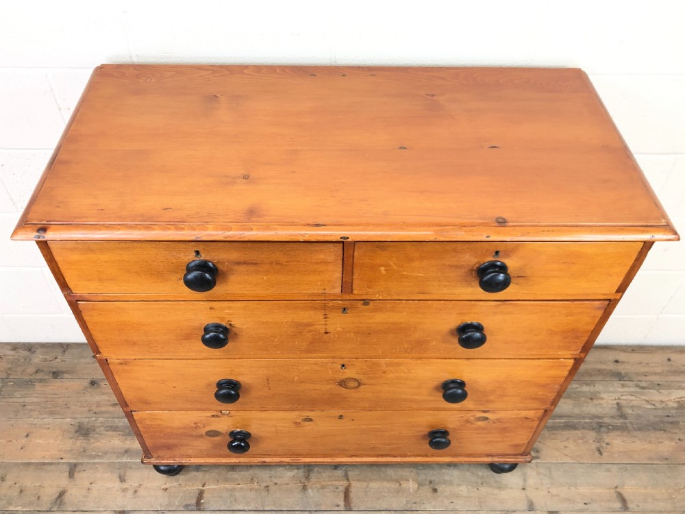 Antique Stained Pine Chest of Drawers View II