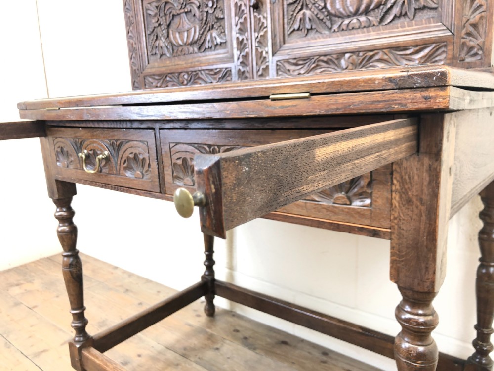 Antique Oak Carved Desk  View III