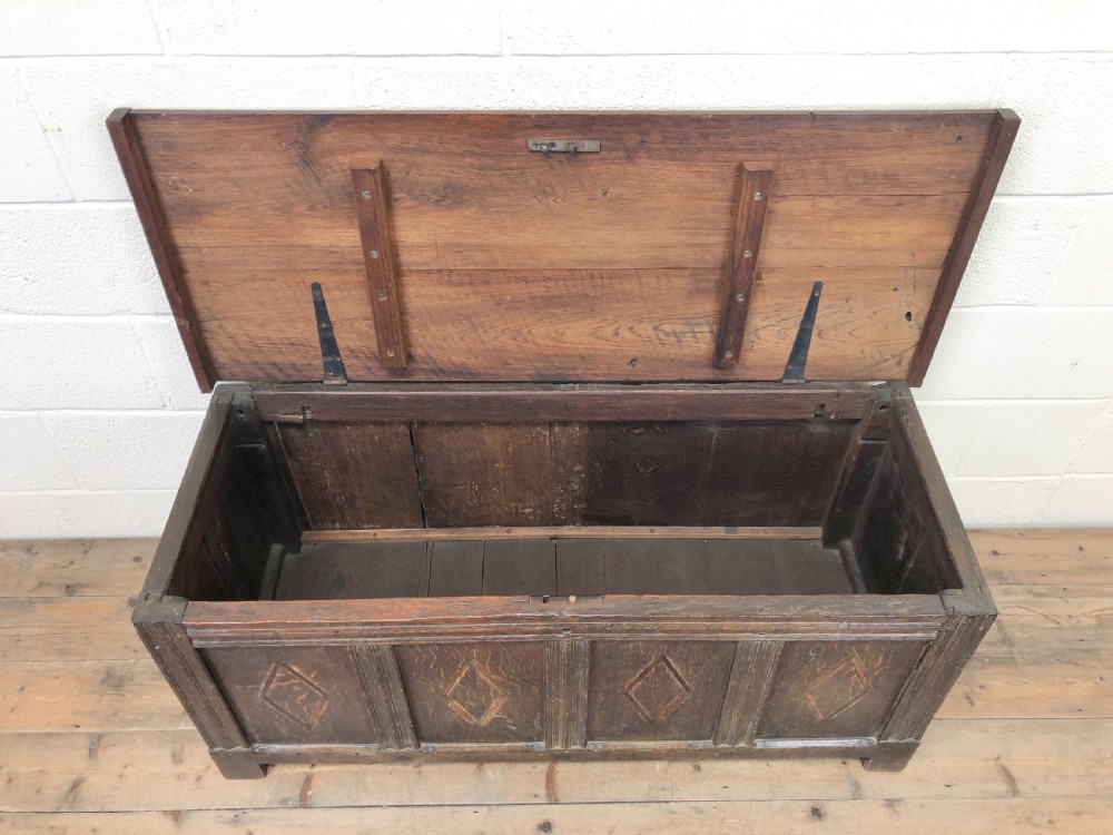 Antique Oak Panelled Coffer View III