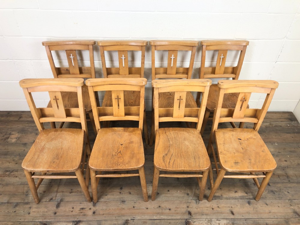 Set of Eight Antique Church Chairs View II
