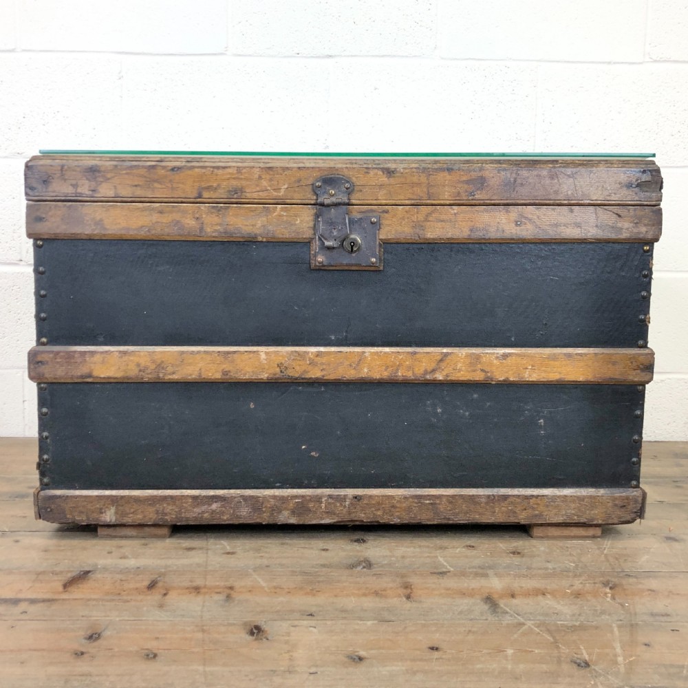 Early 20th Century Wooden Bound Trunk