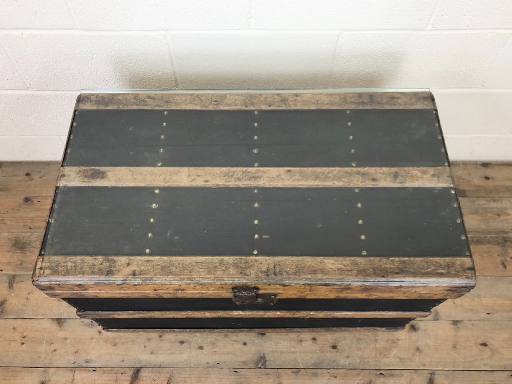 Early 20th Century Wooden Bound Trunk View II