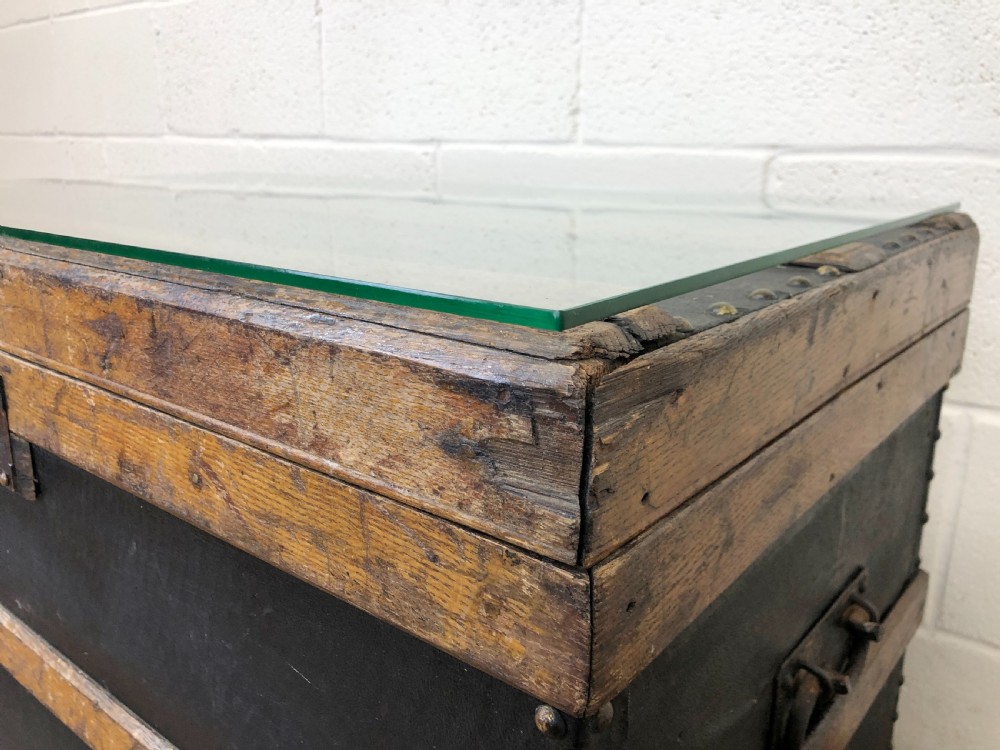 Early 20th Century Wooden Bound Trunk View III