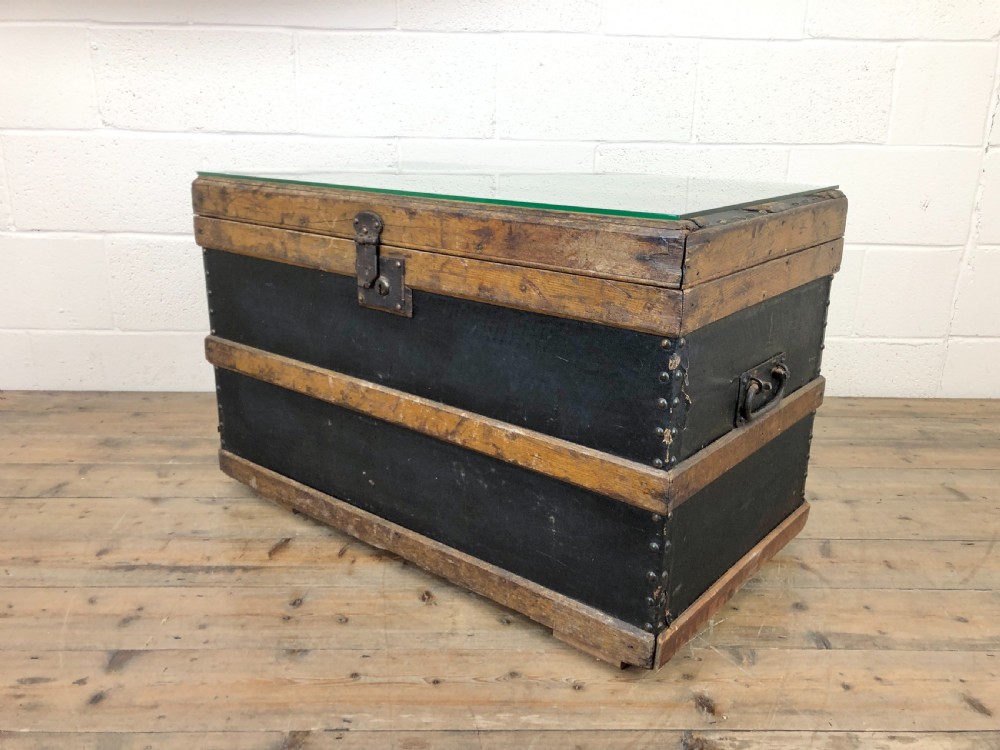 Early 20th Century Wooden Bound Trunk View IV