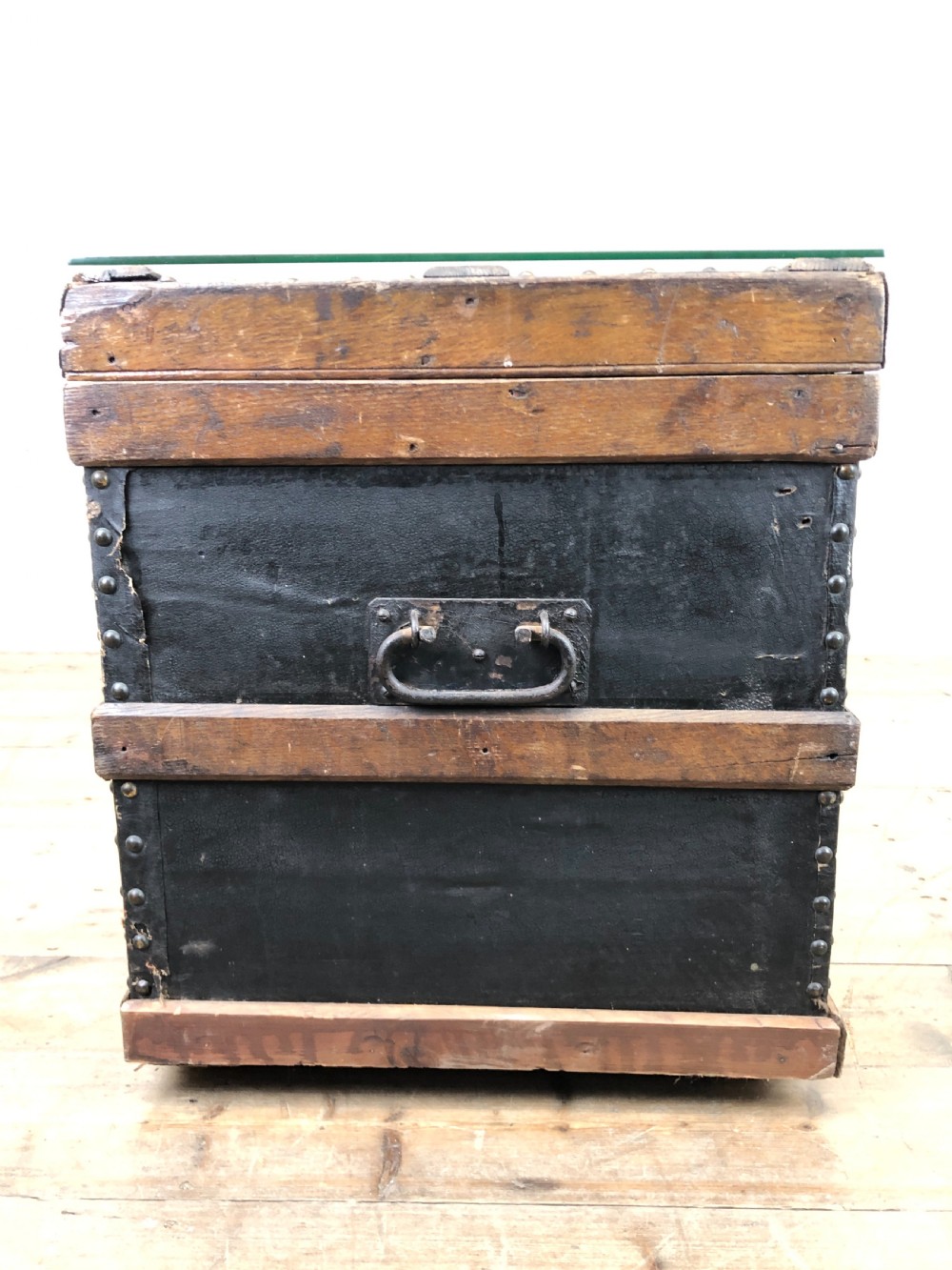 Early 20th Century Wooden Bound Trunk View V