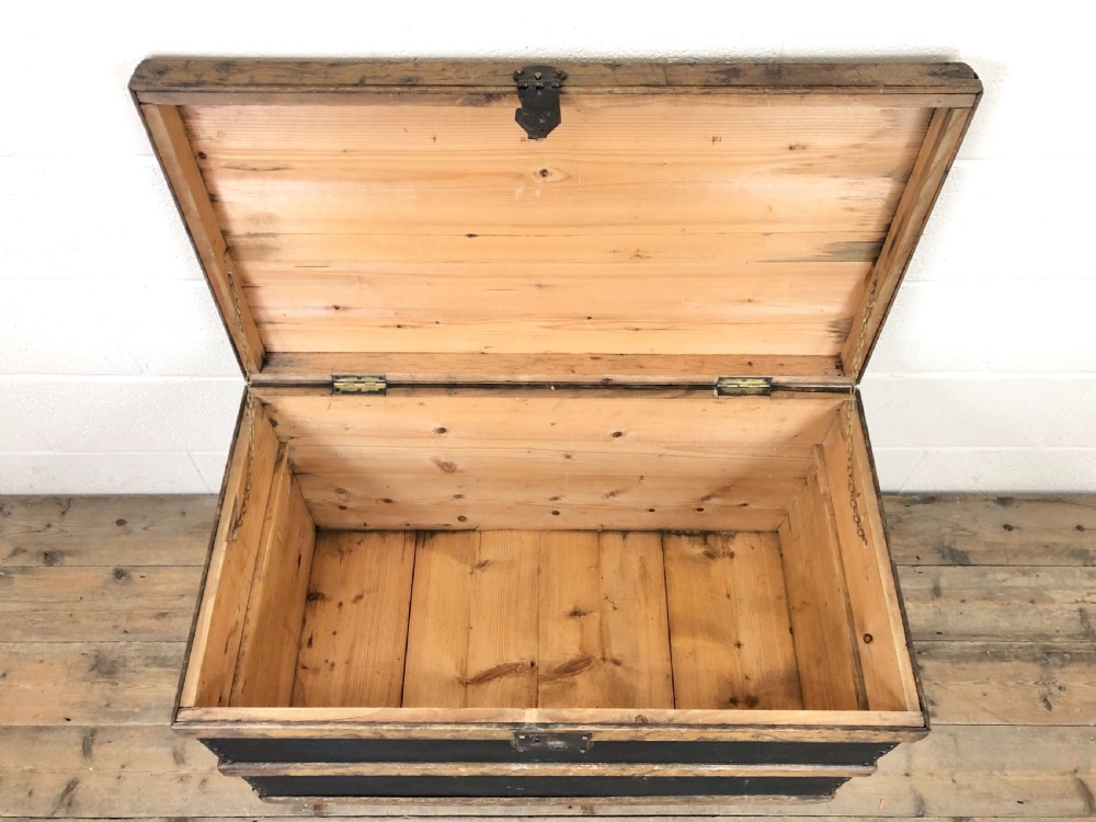 Early 20th Century Wooden Bound Trunk View VI