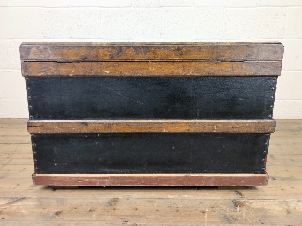 Early 20th Century Wooden Bound Trunk View VIII
