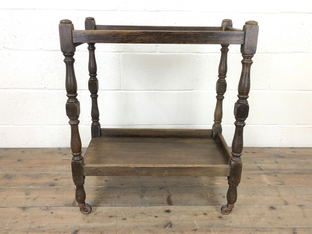 Antique Oak Drinks Trolley View VIII
