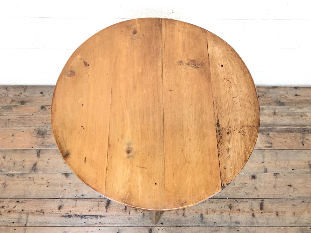 Antique Pine Tripod Side Table View III