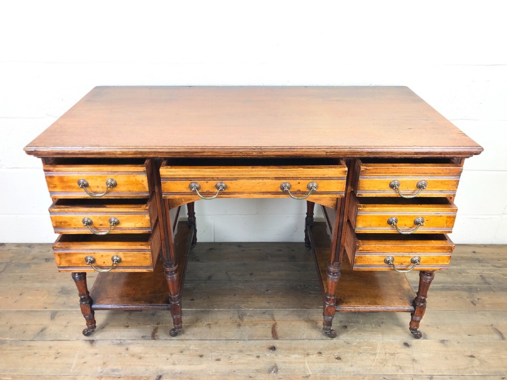 Victorian Mahogany Kneehole Desk View IV
