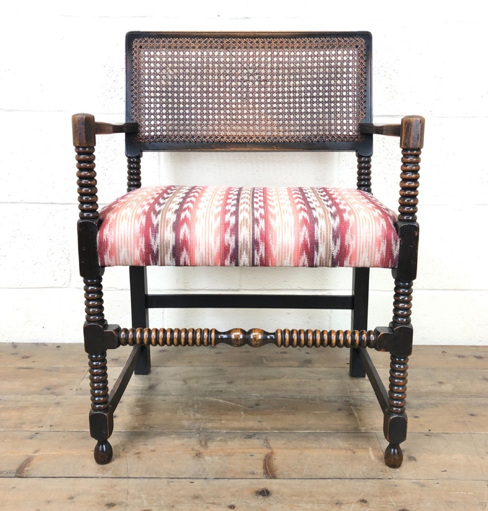 Antique Upholstered Rattan Chair