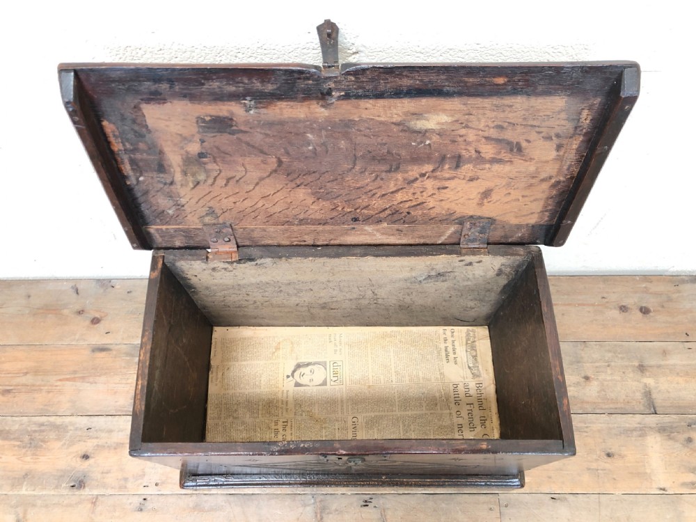 Antique Carved Oak Coffer View III