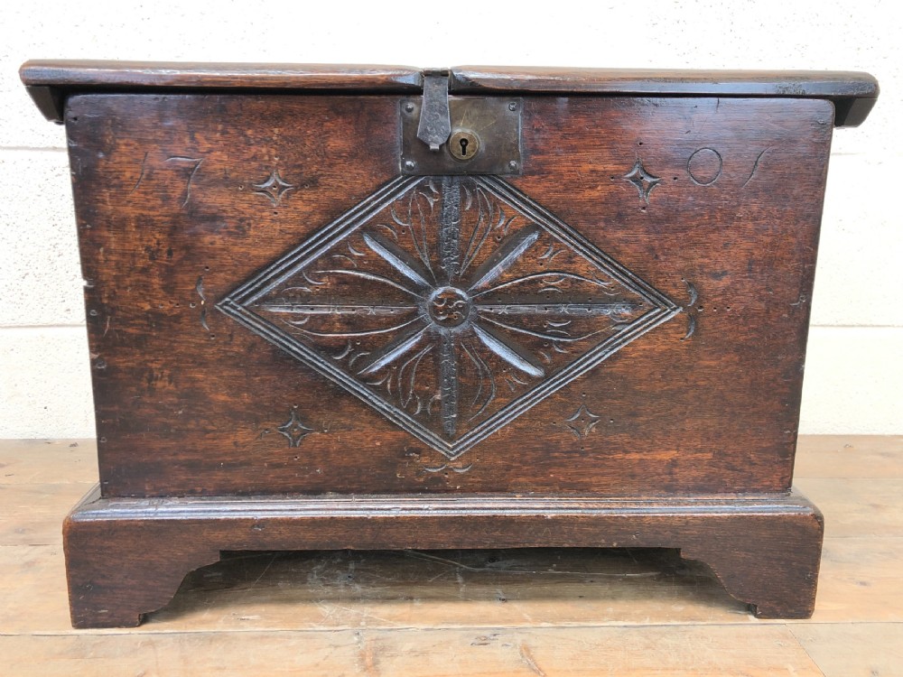 Antique Carved Oak Coffer View IV
