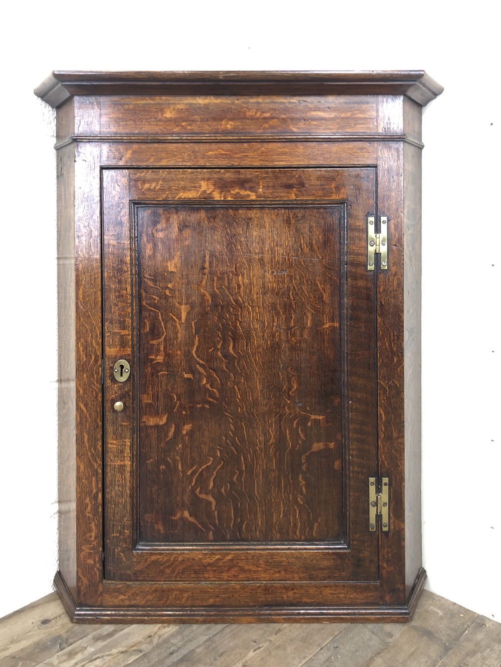 Antique Georgian Oak Hanging Corner Cupboard