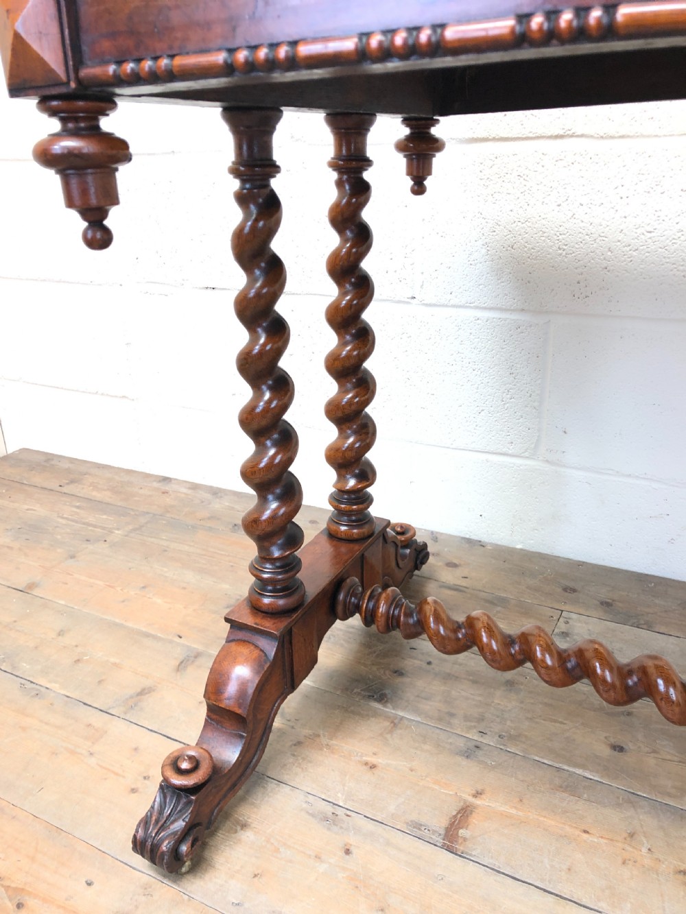 Antique Walnut Table with Barley Twist Legs View IV