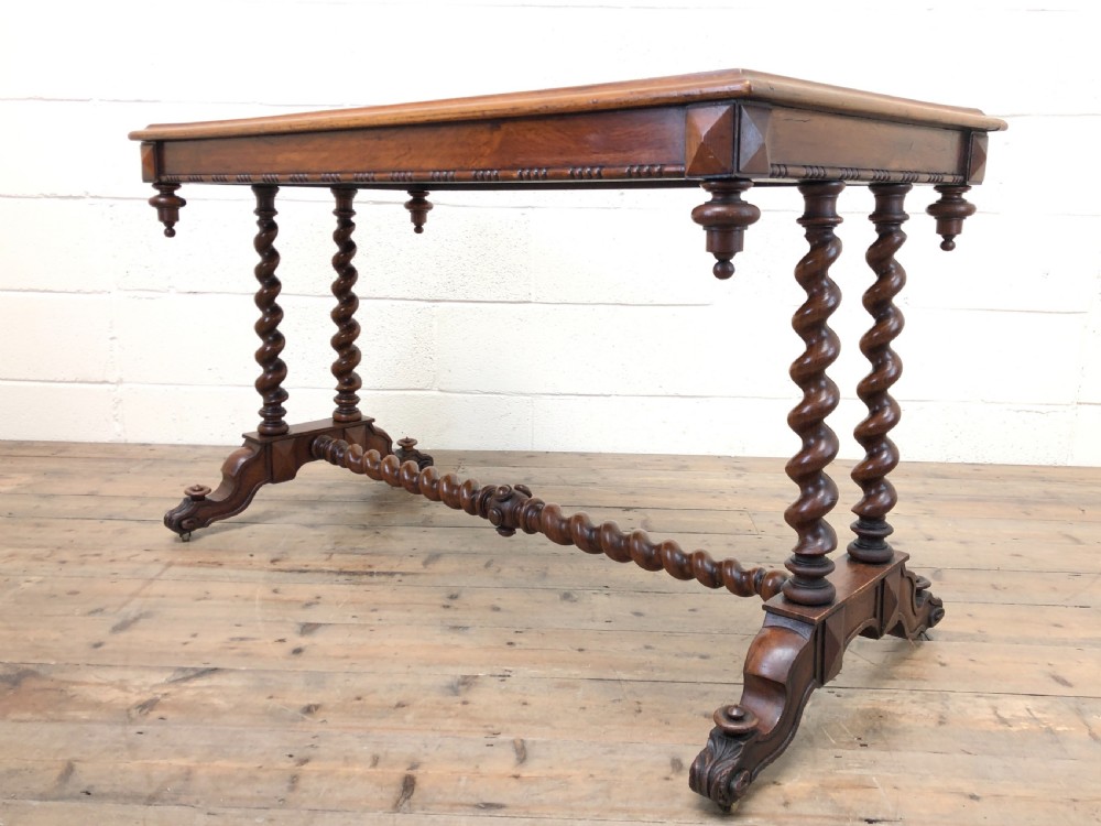 Antique Walnut Table with Barley Twist Legs View V