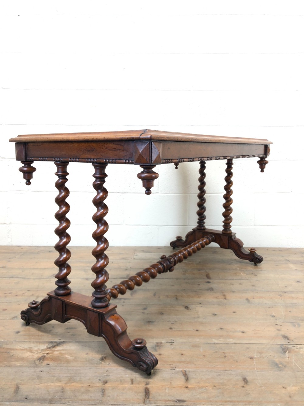 Antique Walnut Table with Barley Twist Legs View VIII