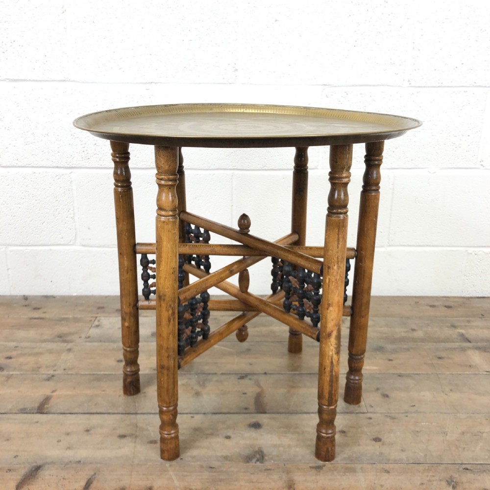 Early 20th Century Folding Table with Brass Top