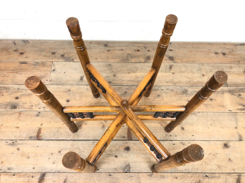 Early 20th Century Folding Table with Brass Top View V