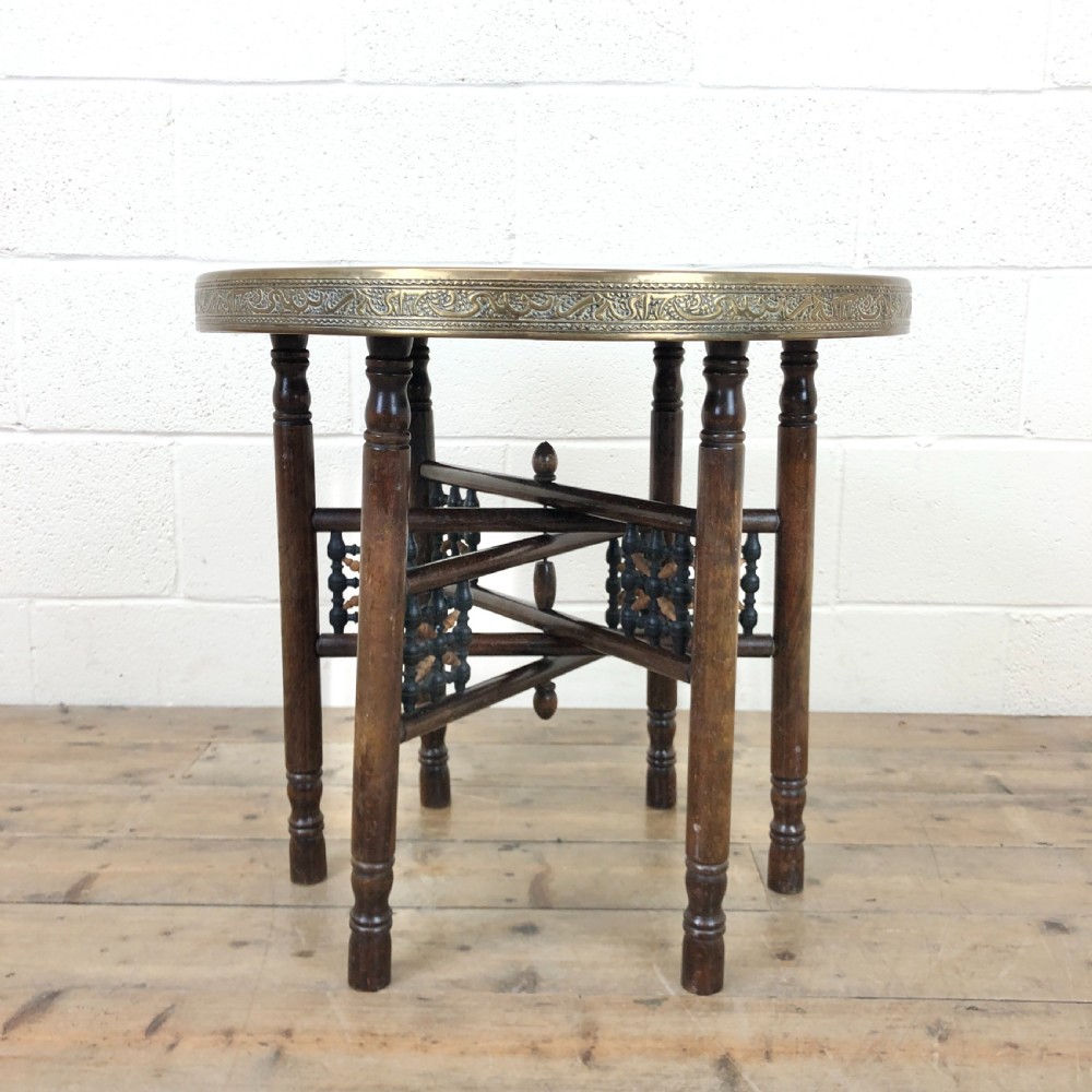 Middle Eastern Brass Tray Top Folding Table