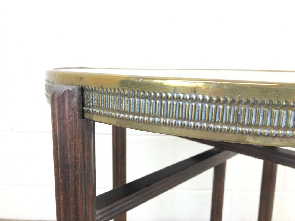 Early 20th Century Folding Table with Brass Tray Top View V