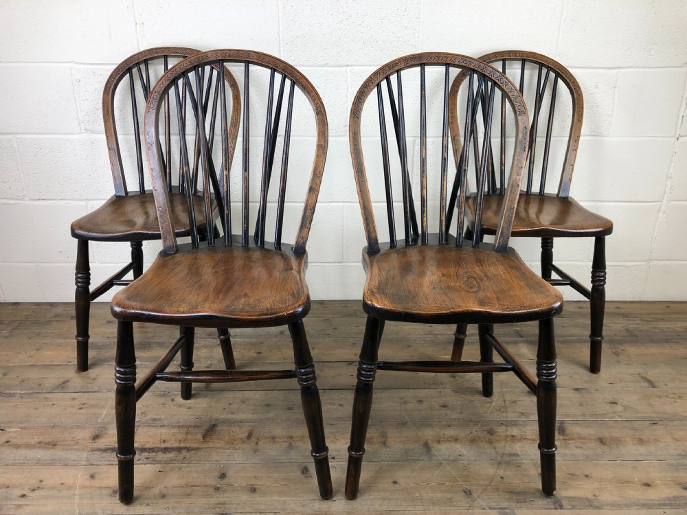 Set of Four 19th Century Ash and Elm Hoop Back Chairs
