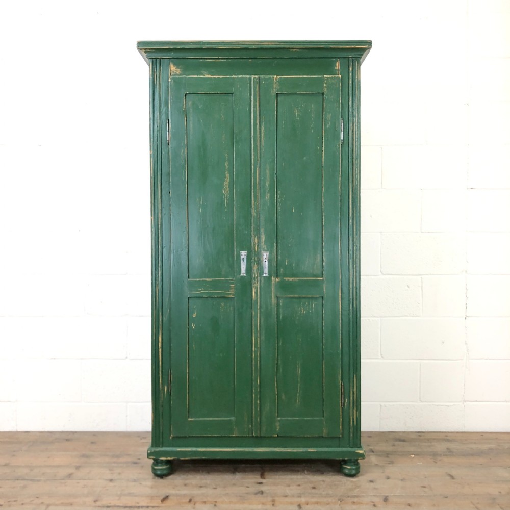 Antique Green Painted Pine Cupboard