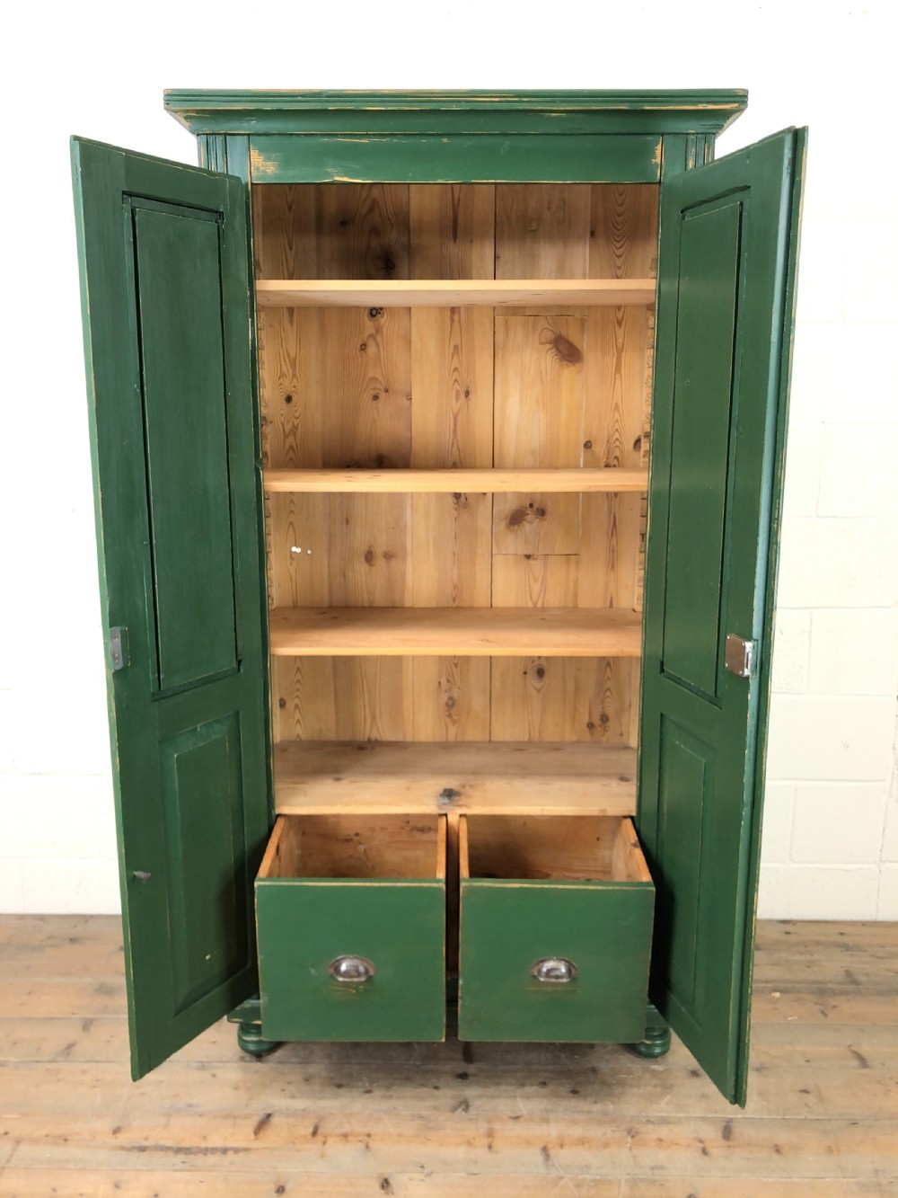 Antique Green Painted Pine Cupboard View II