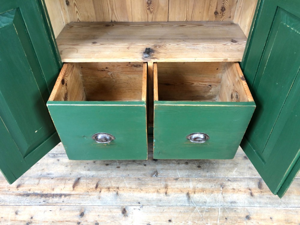 Antique Green Painted Pine Cupboard View III