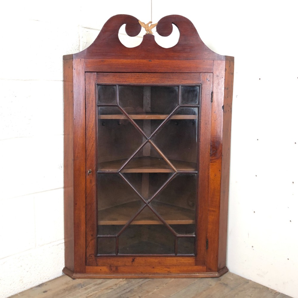 Antique Glazed Corner Cupboard
