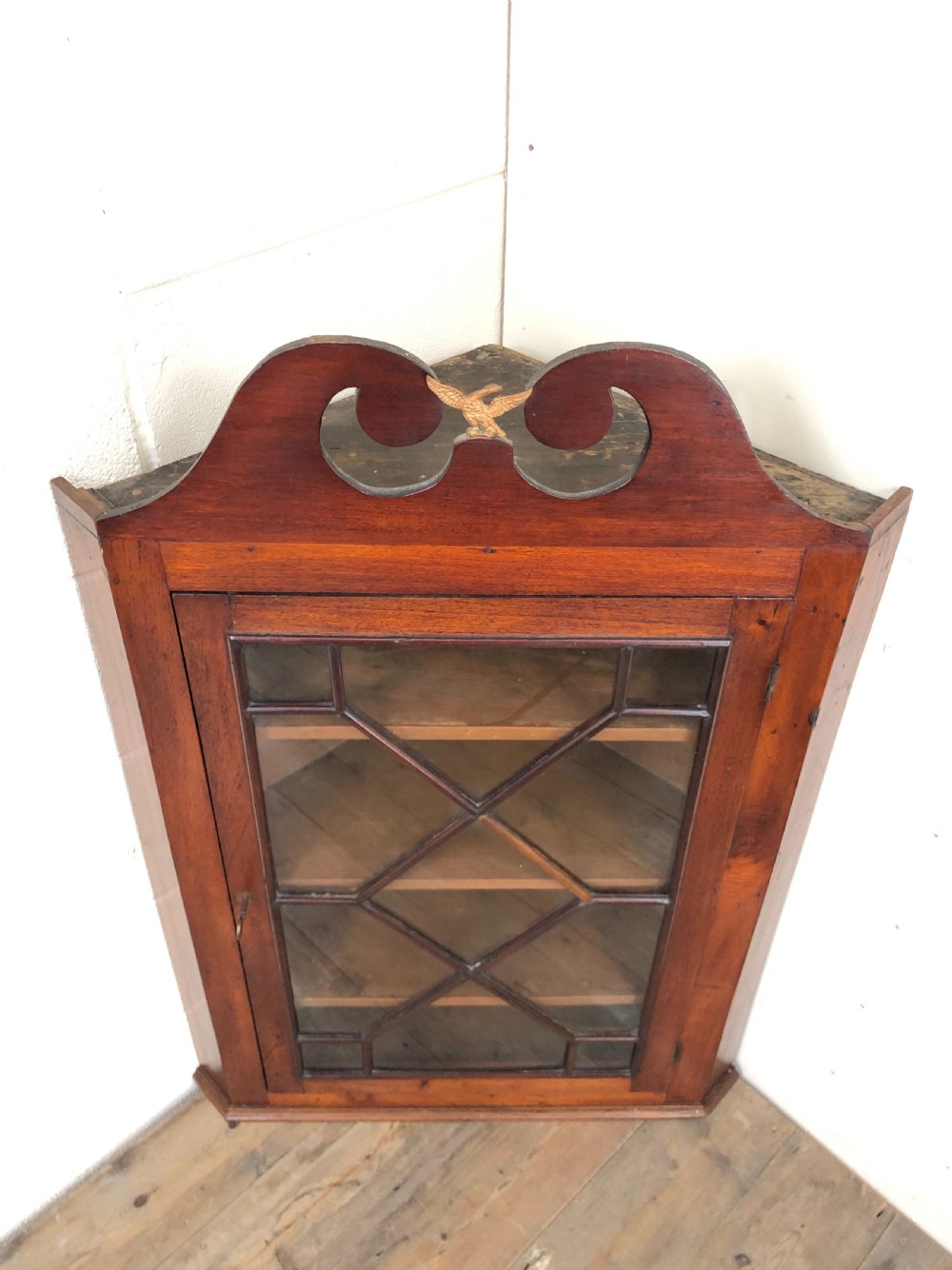 Antique Glazed Corner Cupboard View II