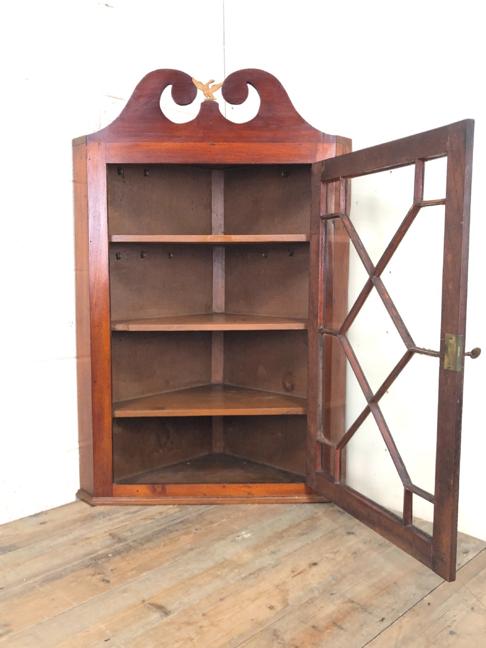 Antique Glazed Corner Cupboard View III