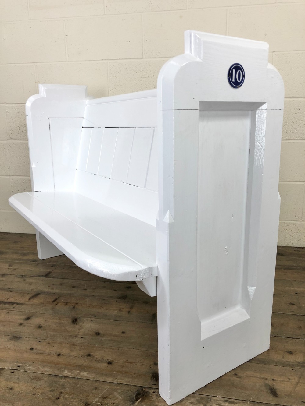 Antique White Painted Pew Bench View III