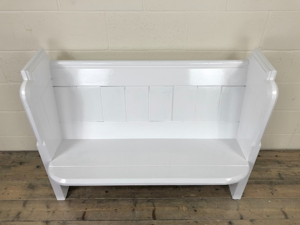 Antique White Painted Pew Bench View VI