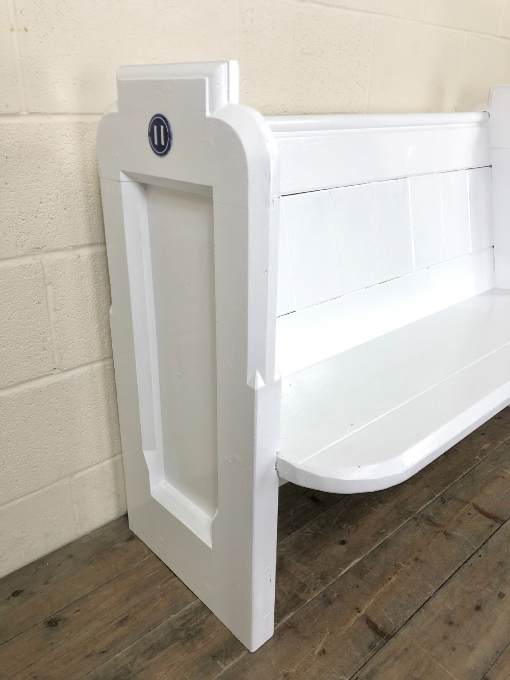 Antique White Painted Pew Bench View VII