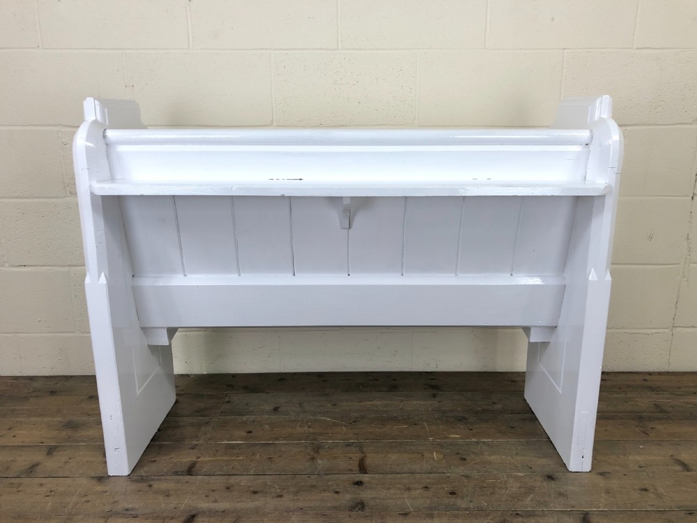 Antique White Painted Pew Bench View VIII